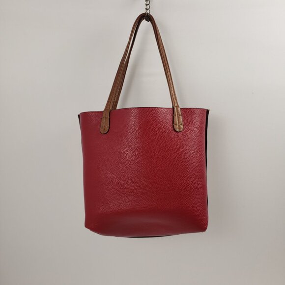 Kris Ana Reversible Handbag Camel Tan Red Key Ring Tote Bucket - Picture 5 of 16